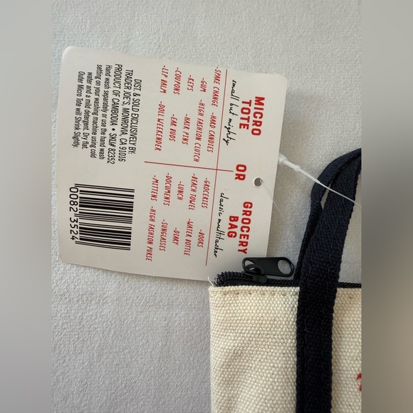 Trader Joes Canvas Micro Tote Navy - Picture 3 of 4